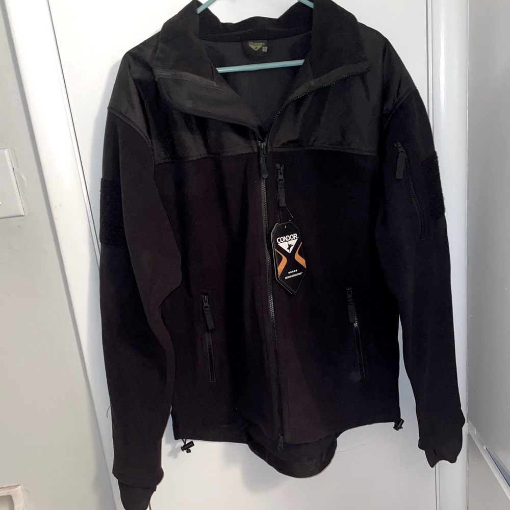 NWT Black Fleece Zip-Up Jacket Size XXL Mens
